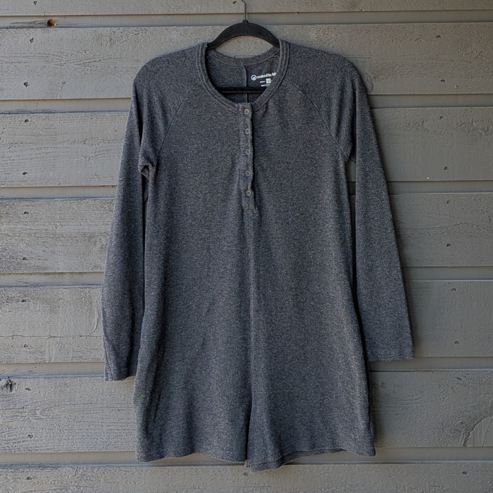 United By Blue Cozy Romper Charcoal Gray Long Sleeve Size Small Organic Cotton